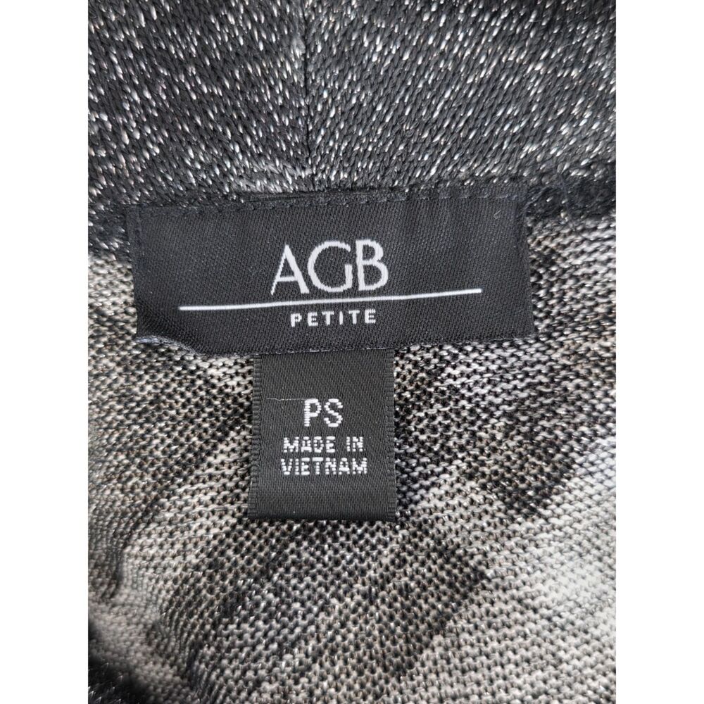 AGB Black Silver Plaid Cowl Neck Side Tie Sparkle Lightweight Sweater Top PS - Picture 4 of 6